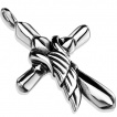 Pendentif homme en acier croix et aile d'ange